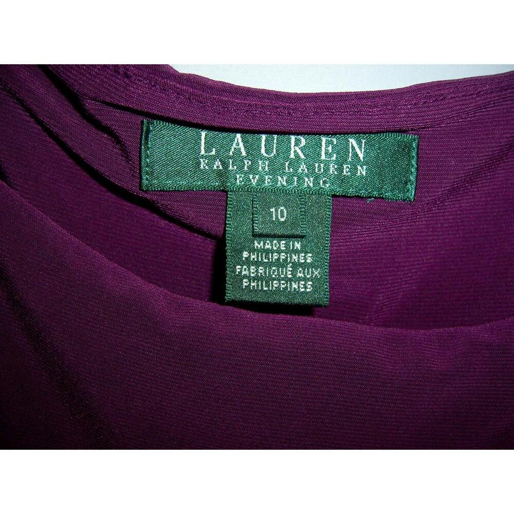 Lauren Ralph Lauren Plum Purple Ruched Sleeveless Rhinestone Maxi Dress Wmn's 10 - Picture 3 of 6